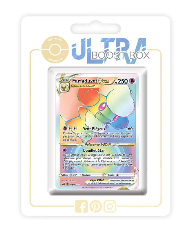 Farfaduvet VSTAR (Whimsicott VSTAR) 175/172 Shiny Rainbow - my-booster X Épée et Bouclier 9 - Stars Étincelantes - Box of 10 Pokemon French Cards