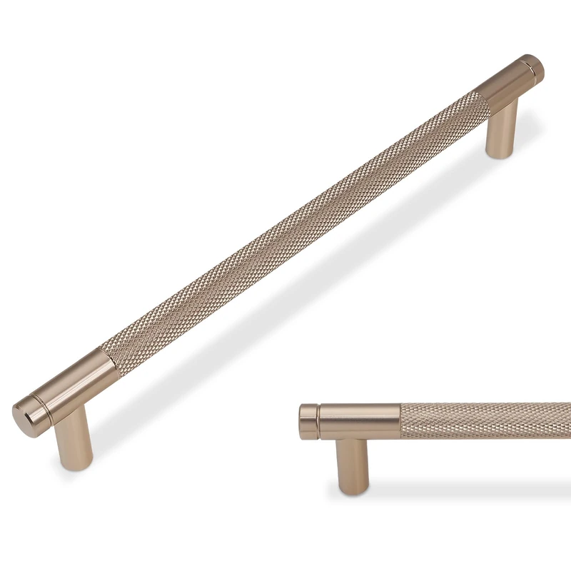 BUKOBYHE 10 Pack 7 Inch Champagne Bronze Kitchen Cabinet Handles Knurled Cabinet Pulls Drawer Pulls Cabinet Hardware