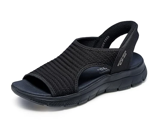 Skechers Women's Summits Sandal Sweetly Evolved Trainers, Black Knit, 8 UK