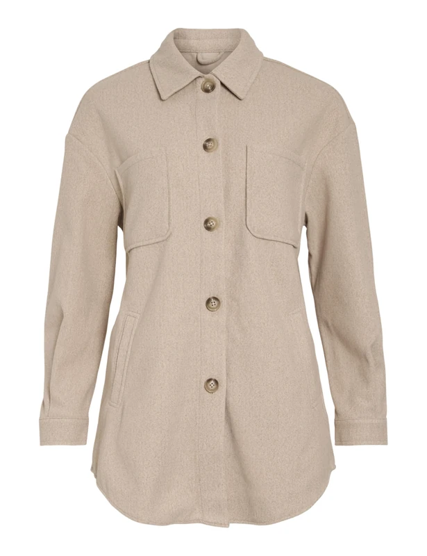 Vila Vikimmi Women's Shirt L/S Jacket Noos, Natural melange, M