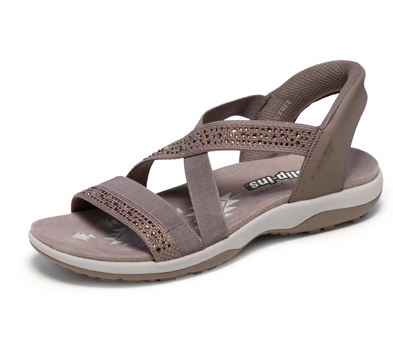 Skechers Summer Sparkle Women's Sandals Taupe Textile Synthetic Mix, mocha, 6 UK