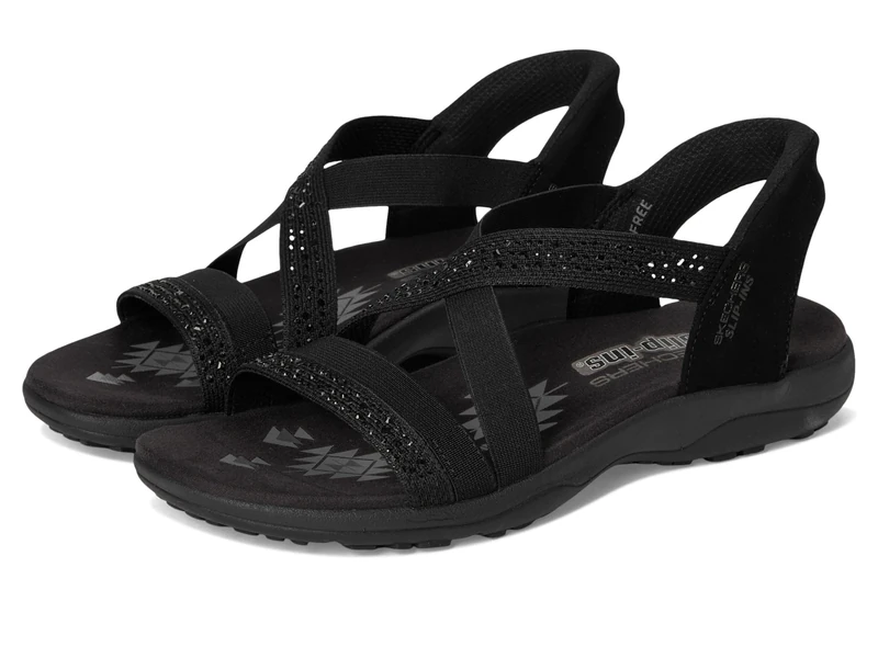 Skechers Women's Reggae Slim Summer Sparkle Sandals, black, 3 UK