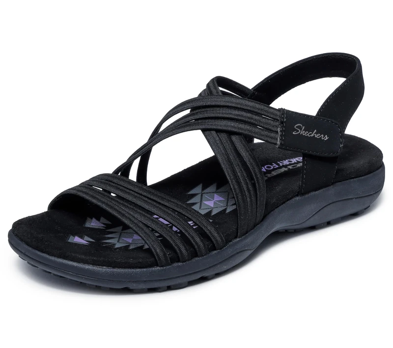 Skechers Women's Reggae Slim-Sunnyside 2.0 Sandal, Black, 2.5 UK