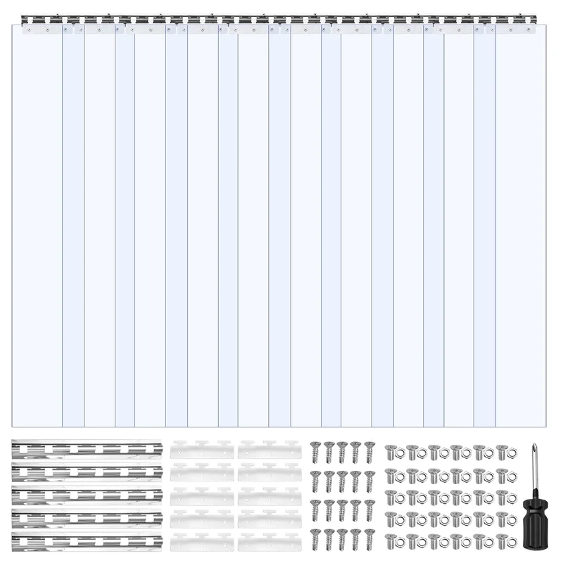VEVOR PVC Strip Door Curtain, 84" Height x 60" Width x 0.08" Thickness, Clear Plastic Strips With 50% Overlap for Walk in Freezers, Coolers & Warehouse