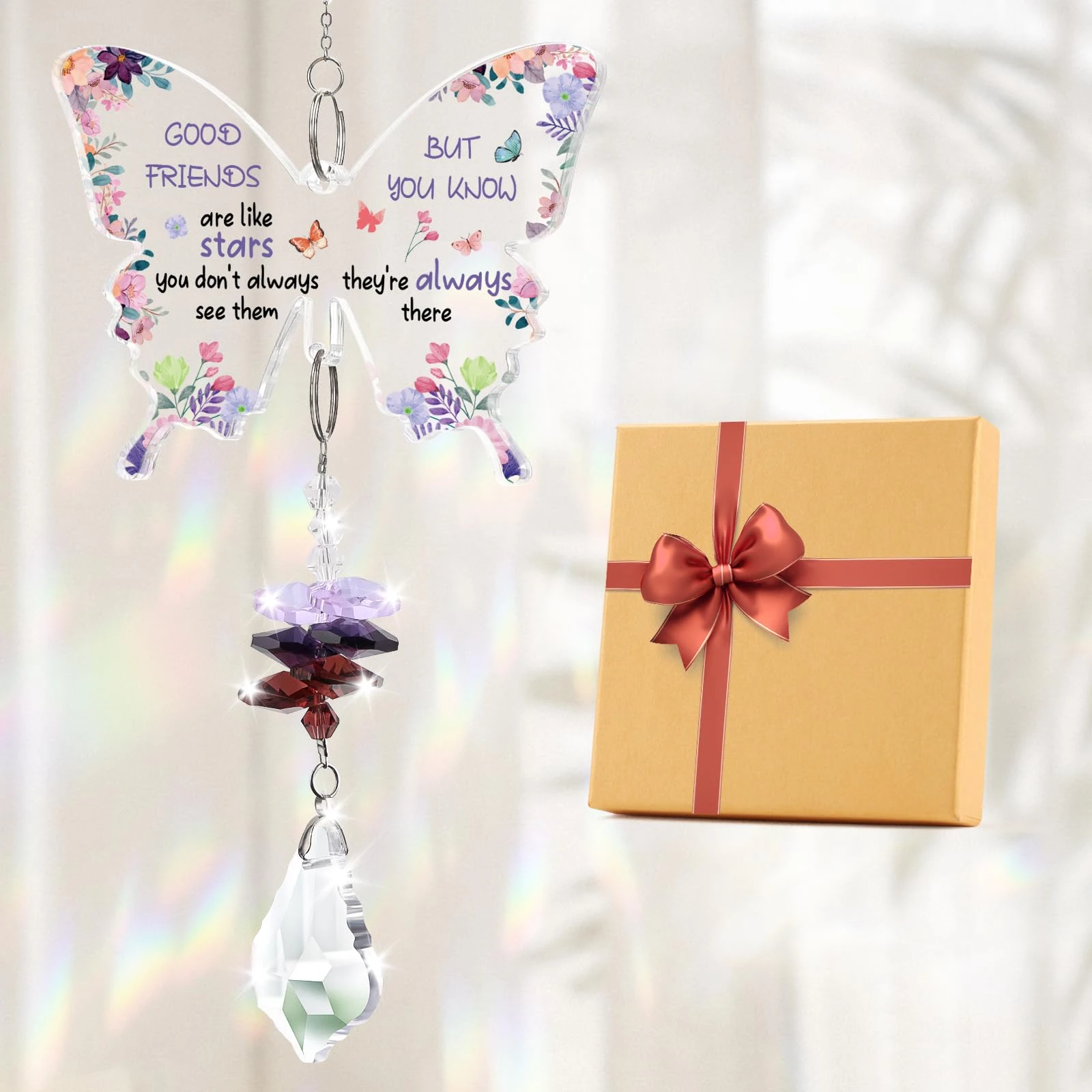 KAAYEE Friendship Gifts for Women, Best Friend Birthday Gifts – Crystal Suncatcher with Gift Box, Christmas keepsake Gift for My Special Friend, Friendship Presents to My Bestie Wedding Anniversary