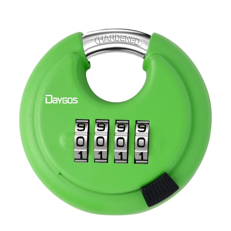 DAYGOS Heavy Duty Combination Padlock - Outdoor Stainless Steel Disc Combination Lock, Weatherproof Lock for Gate, Shed, Garage, Locker(Green, 1pcs)