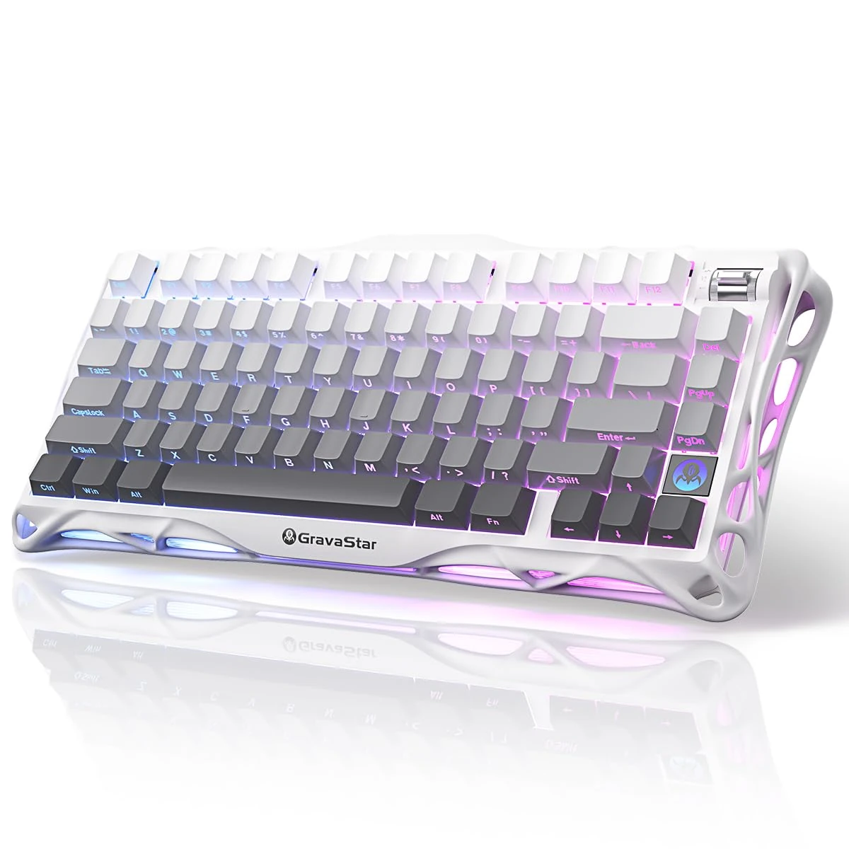GravaStar Mercury,K1 75% Wireless Mechanical Gaming Keyboard, Aluminum Alloy Exoskeleton Design, Gasket Custom Keyboard Hot-Swap Socket, Linear Switches, RGB Backlit (Gradient Black)