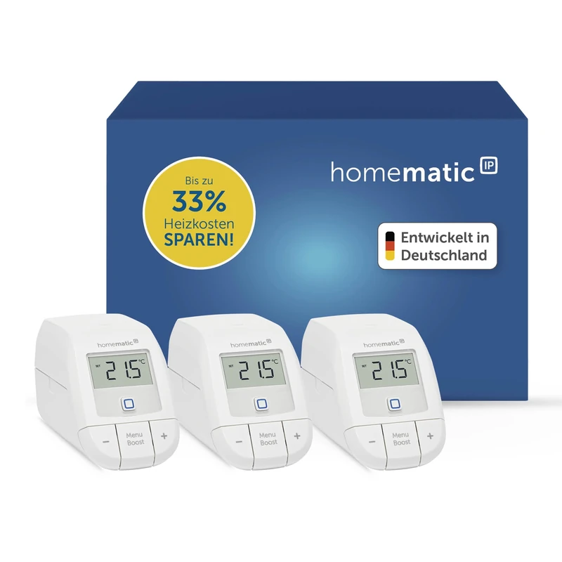 Homematic IP Smart Home Heating Extension Set - Basic, 3 x Digital Thermostat Heating, Control via App, Alexa, Google Assistant, Easy Installation, Energy Saving, 161216A1