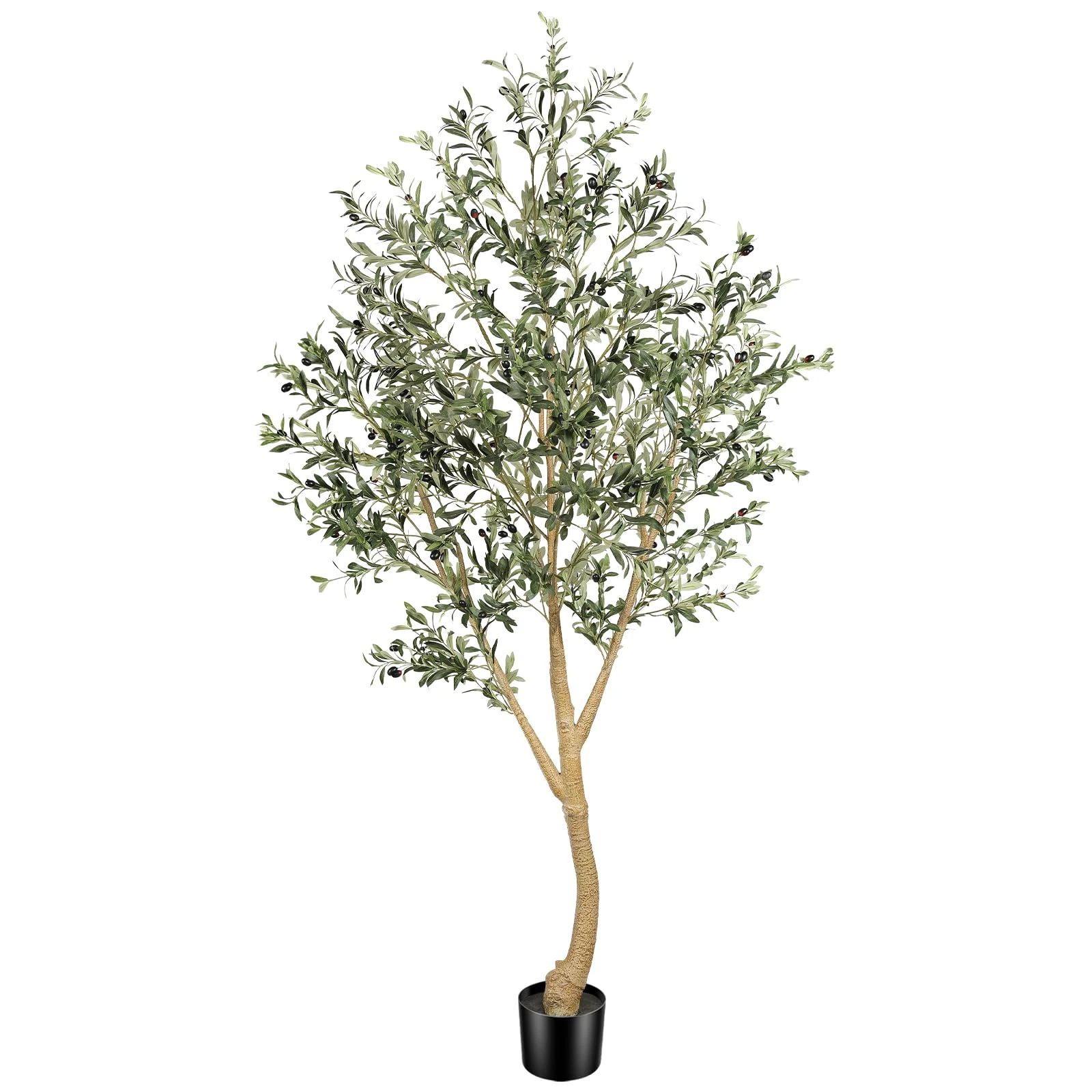 Realead 8ft Faux Olive Tree, Large Realistic Olive Trees Artificial Indoor, Tall Fake Olive Tree with Natural Wood Trunk and Lifelike Fruits for Home Office Decor