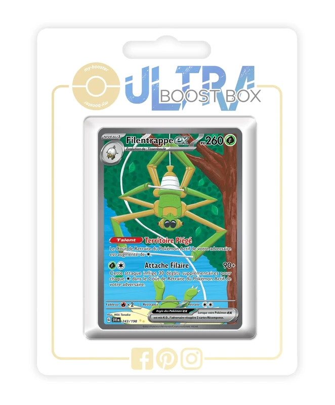 Filentrappe ex (Spidops ex) 243/198 Alternative Shiny Pokémon Gallery - my-booster X Écarlate et Violet 01 - Box of 10 Pokemon French Cards