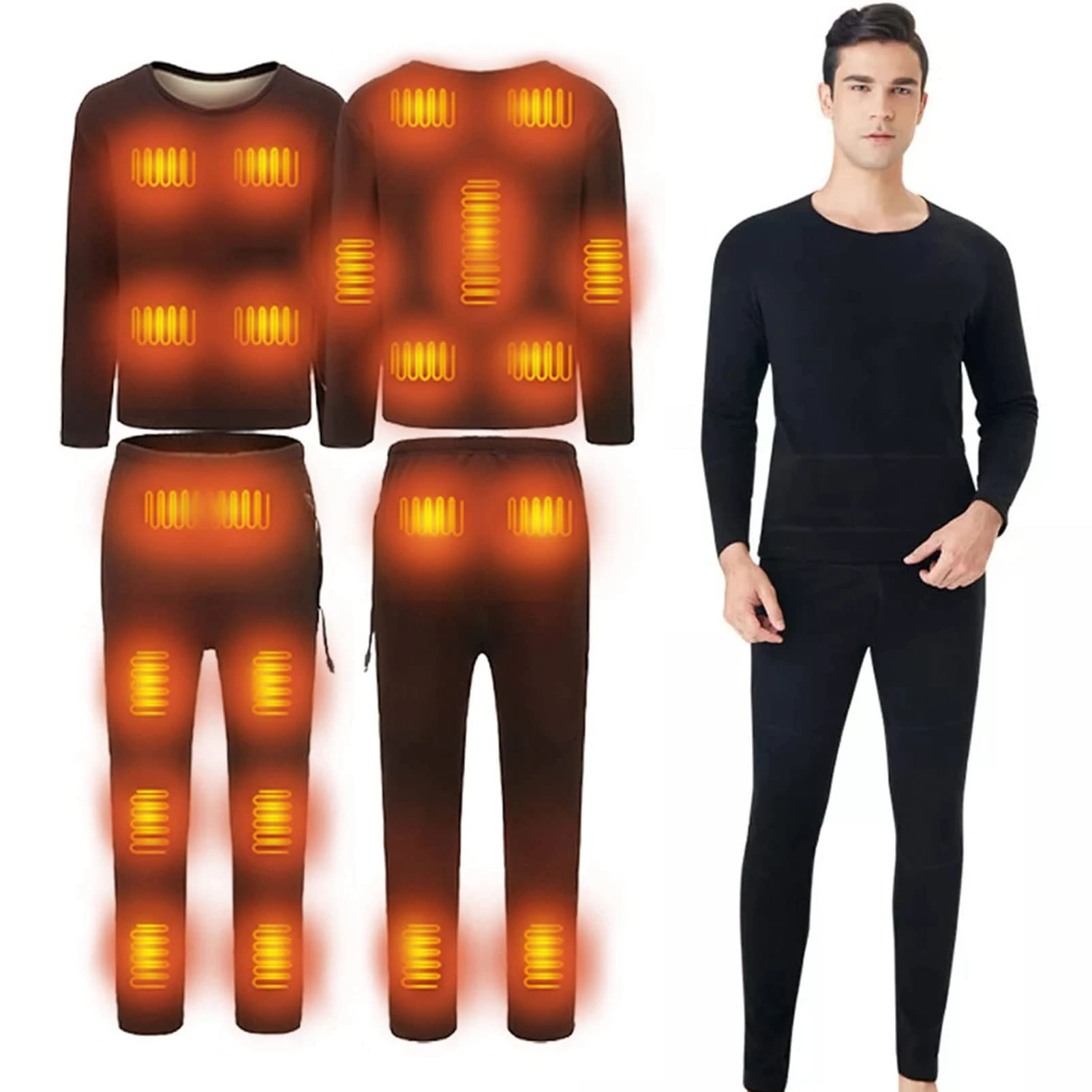 Heated Underwear Thermal Set with 3 Heating Levels And 22 Heating Zones, APP Temperature Control, Base Layer Thermal Shirt and Pants for Winter Daily Commute and Outdoor Activities(Size:XL,Color:Men)
