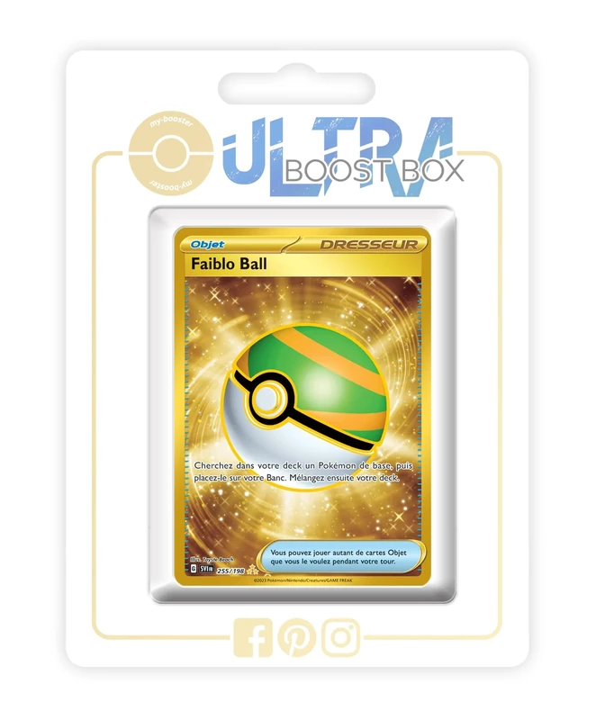 Faiblo Ball (Nest Ball) 255/198 Shiny Gold Trainer - my-booster X Écarlate et Violet 01 - Box of 10 Pokemon French Cards