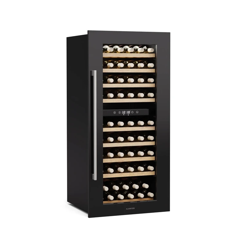 Klarstein Vinsider Duo Wine Fridge - 79 Bottle Capacity, Dual Zone, 5-22°C, Touch Control, LED Lighting, UV Protection, Built-in Wine Cooler