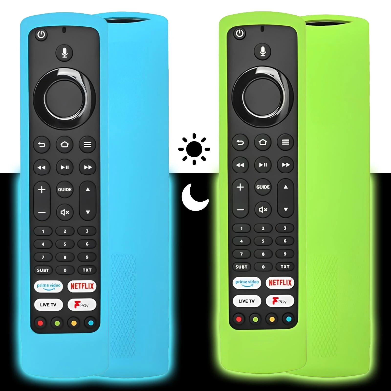 Silicone Remote Cover 2-pack - Protective Case for JVC RM-C3253 Remote/Alexa/Xiaomi Fire TV Voice Remote Control (Blue, Green)