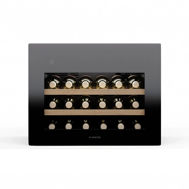 Klarstein Rhone 28 Uno Wine Fridge - 28 Bottle Capacity, Single Zone, 5-20°C, LED Control, UV Protection, Quiet Operation, Black Wine Cooler