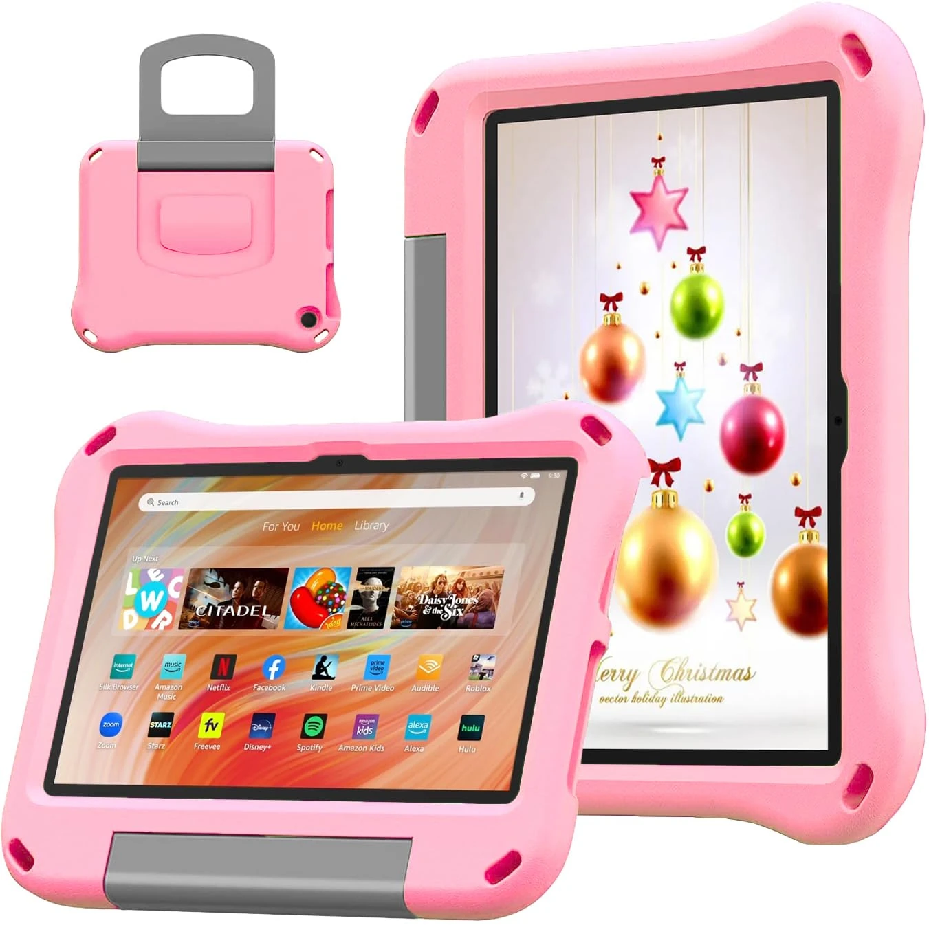 DJ&RPPQ Tablet Case for Kids 10in (13th/11th Generation, 2023/2021 Release),Shockproof Kid-Proof Cover with Handle Stand Incompatible iPad Samsung TCL 10 inch tablet (Light Pink)