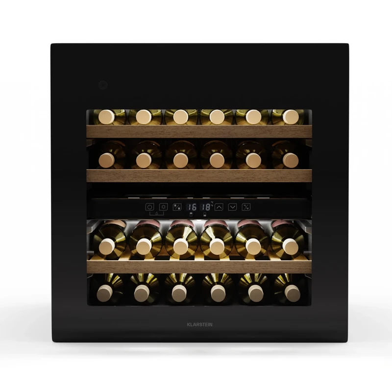 Klarstein Rhone 36 Duo Wine Fridge - 36 Bottle Capacity, Dual Zone, 5-22°C, Push-to-Open UV Door, LED Control & Lighting, Quiet 41 dB, White Wine Cooler