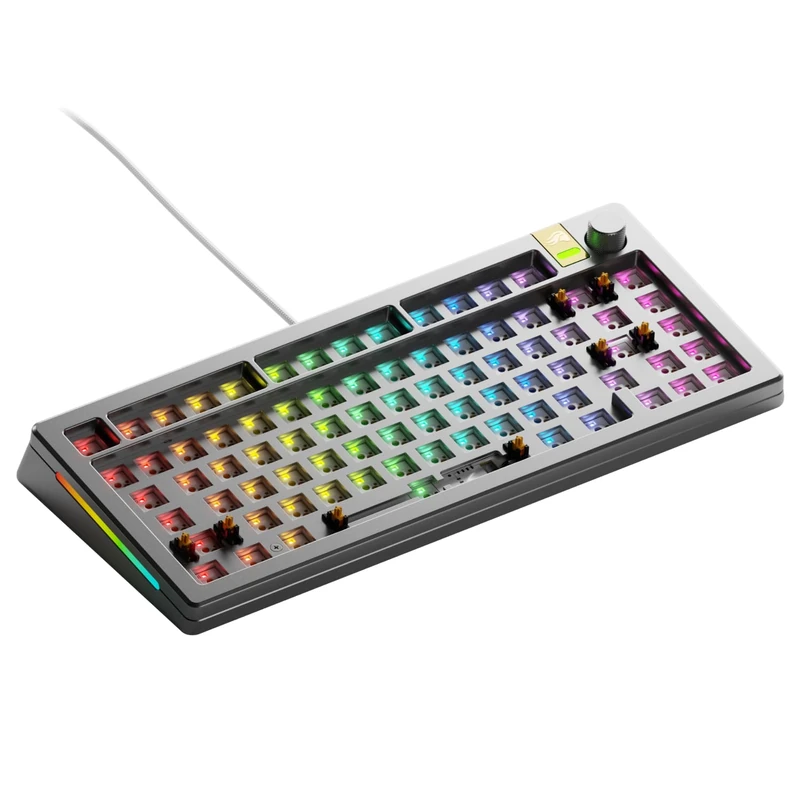 Glorious Gaming GMMK 3 PRO HE (Barebones 75%): keyboard with Rapid Trigger, Hall effect, 8K polling, aluminum case, gaskets, supports MX and magnetic mechanical switches, ANSI - Silver