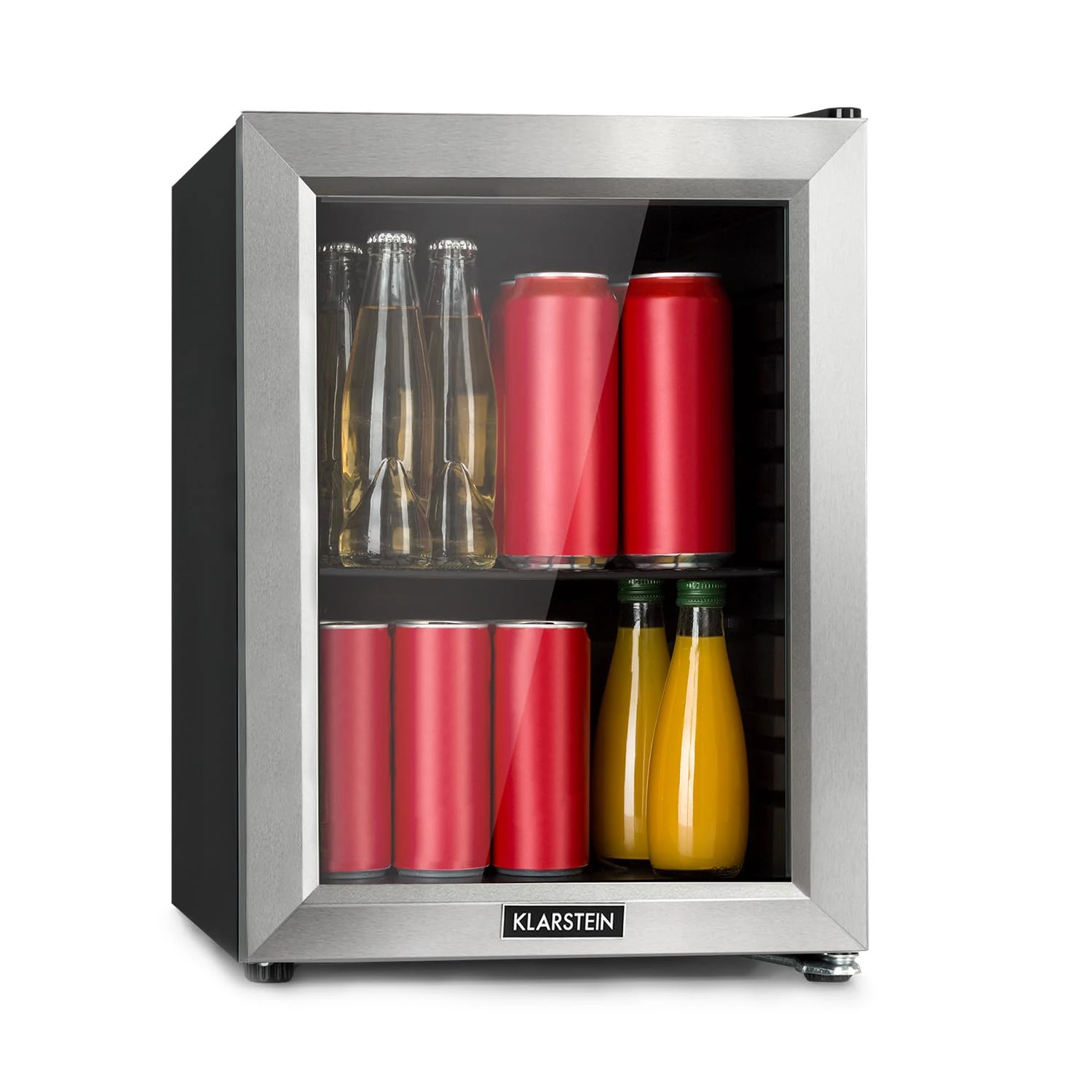 Klarstein Harlem Drinks Fridge minibar, Compression Cooling System, 23 Litre Capacity, 5 Cooling Levels: 0-10 °C, Low Noise: 39 dB, 1 Metal Grid Base, Black