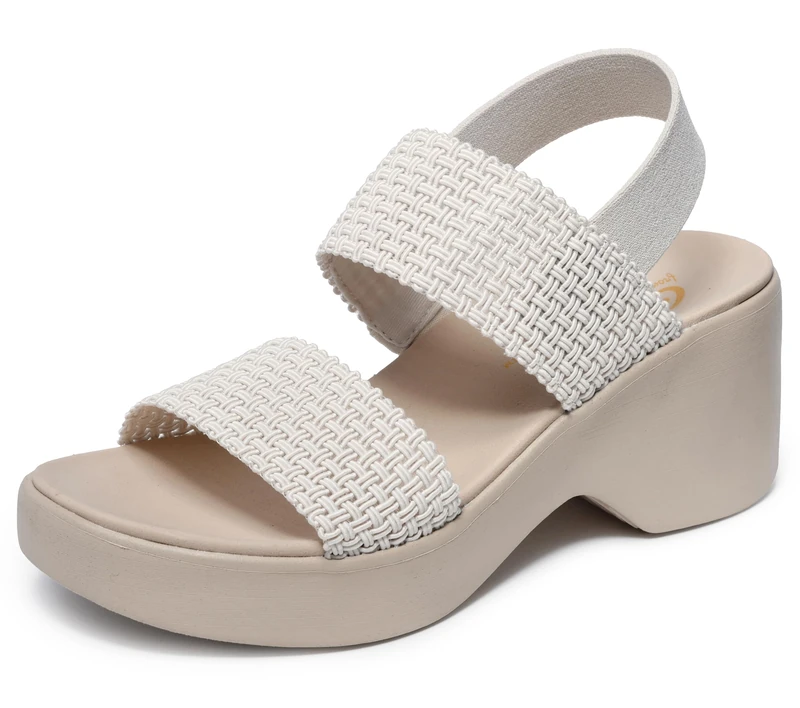 Skechers Women's Cali Day Wedge Sandal, Off-white, 2 UK