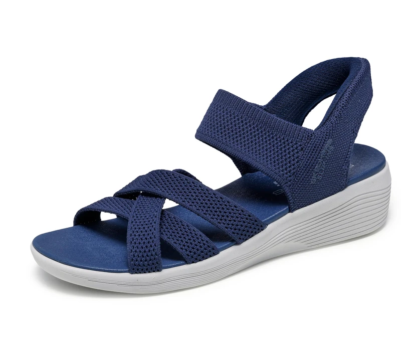 Skechers Women's Arya-Cooling Off Hands Free Slip-ins Wedge Sandal, Navy, 9