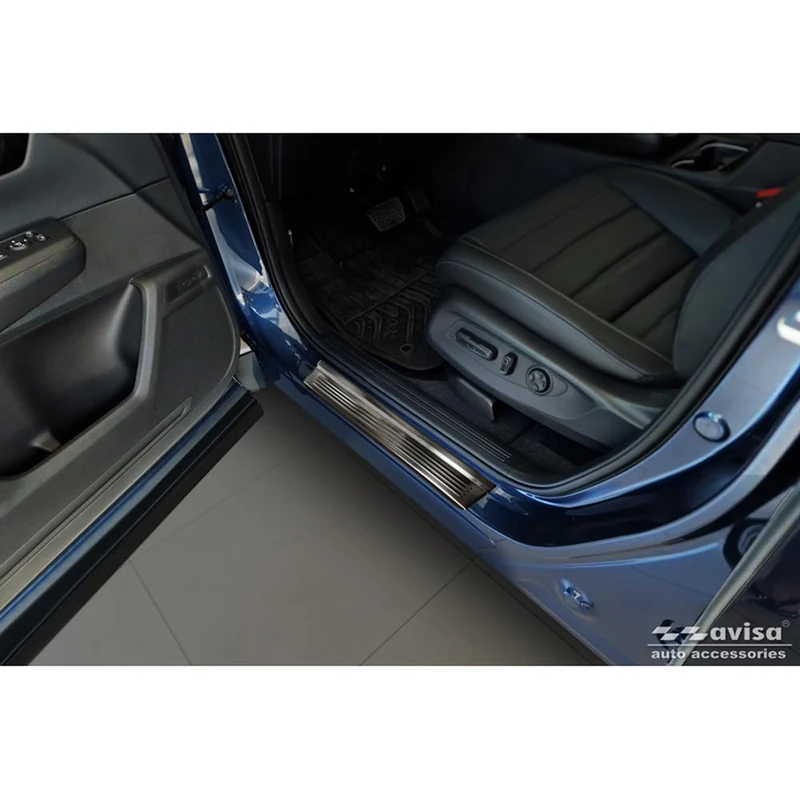 Avisa Black Inox door sill protectors compatible with Honda CR-V VI (RS_) 2023- - 'Lines' - 4-pieces