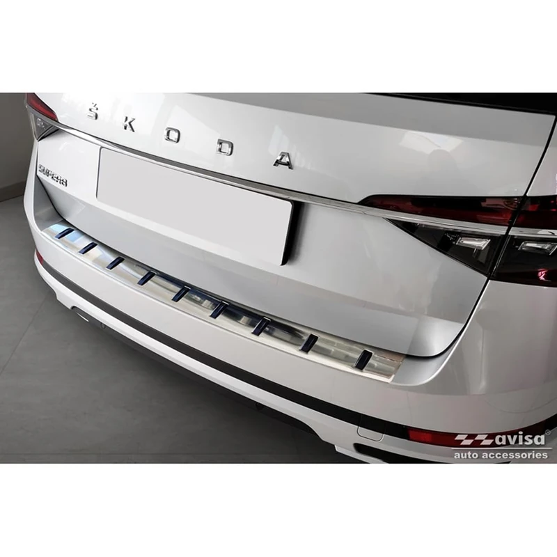 Avisa Stainless Steel Rear bumper protector compatible with Skoda Superb III Combi 2015-2023 incl. Scout 'STRONG EDITION'
