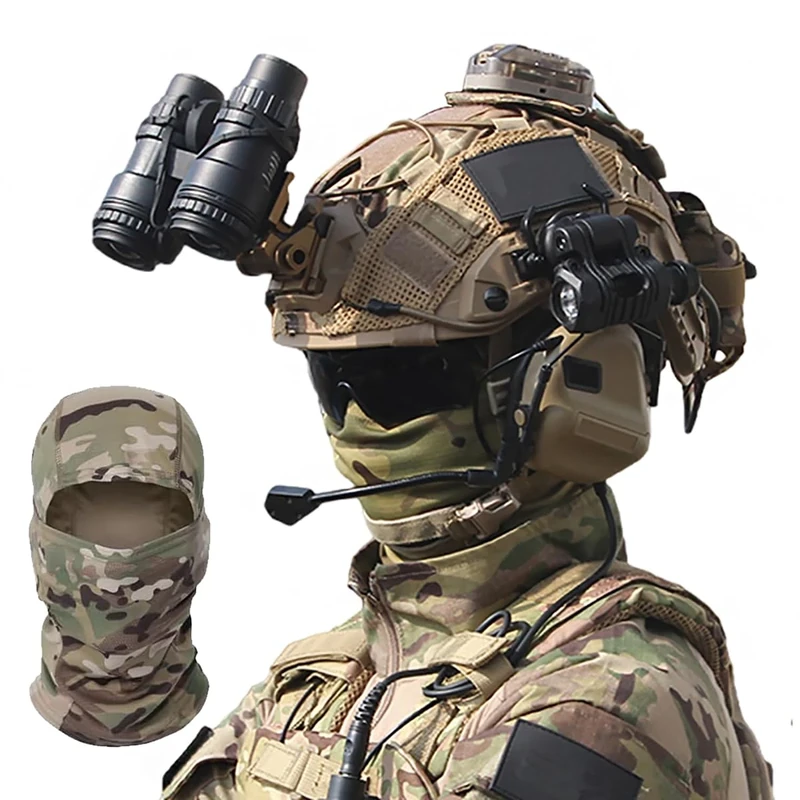 Labzaa Airsoft Helmet, Paintball Helmet With Noise Cancelling Headset Goggles Battery Compartment Torches Metal L4g24 And Nvg Models For Airsoft Paintball D M