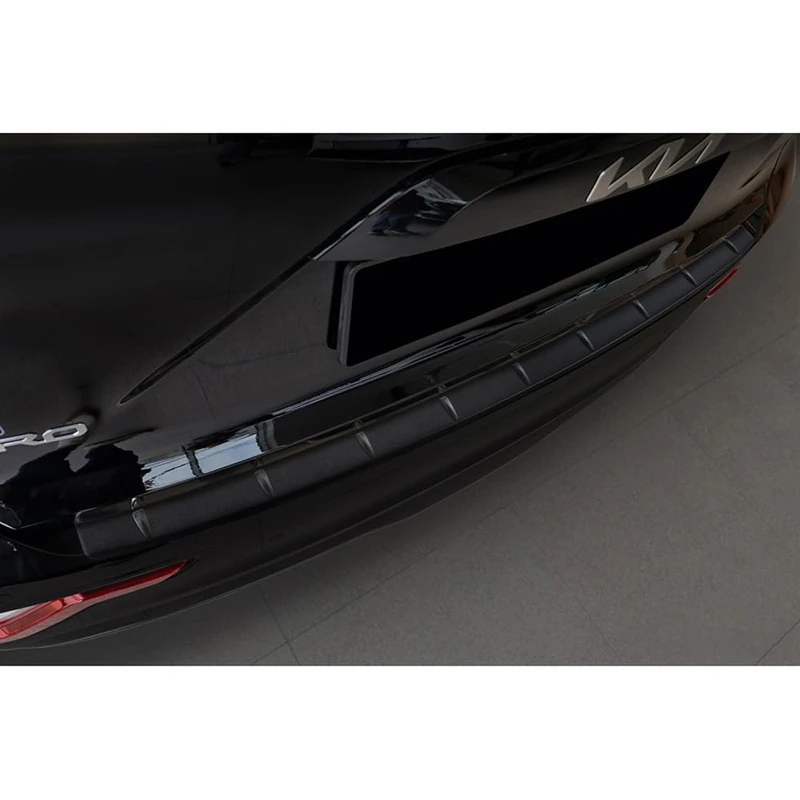 Avisa Matt Black Stainless Steel Rear bumper protector compatible with Kia Niro II Hybrid & Niro II EV (SG2) 2022- 'Ribs'