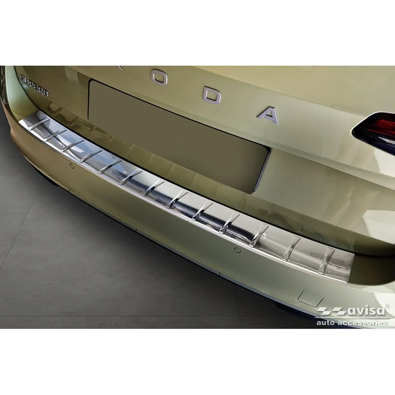 Avisa Stainless Steel Rear bumper protector compatible with Skoda Superb IV Combi 2023- 'Ribs'