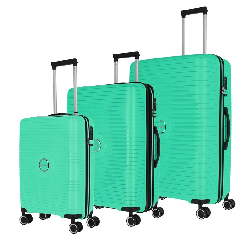 travelite hard shell suitcase set 3 pieces, 4 wheels, ORBITA, trolleys with shatterproof shell and interior dividers, TSA lock, suitcase sizes L/M/S