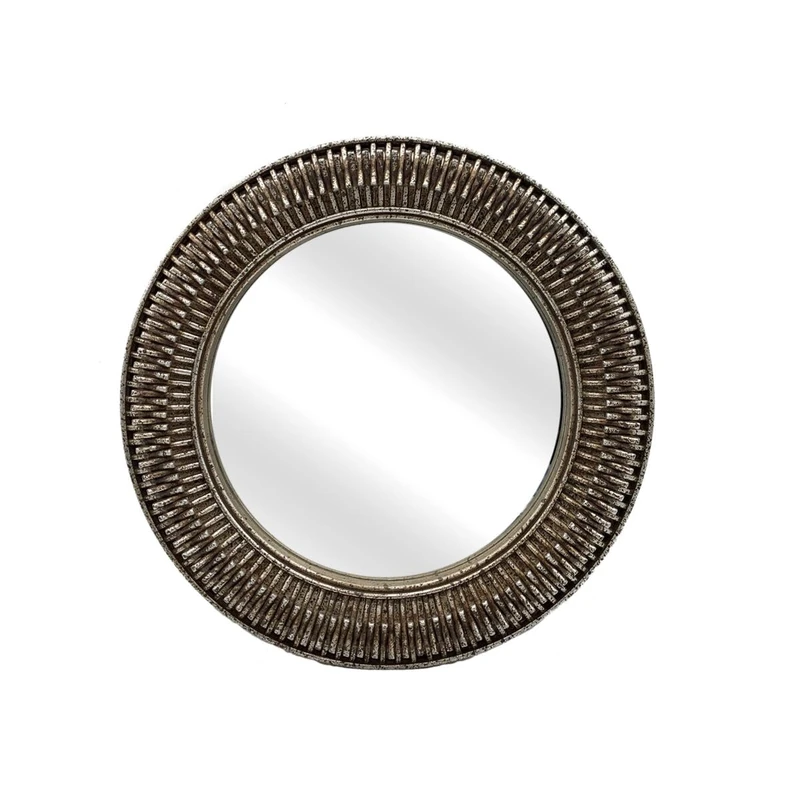Romimex Silver Plated Resin Wall Mirror 28cm x 28cm x 3cm - Image 1