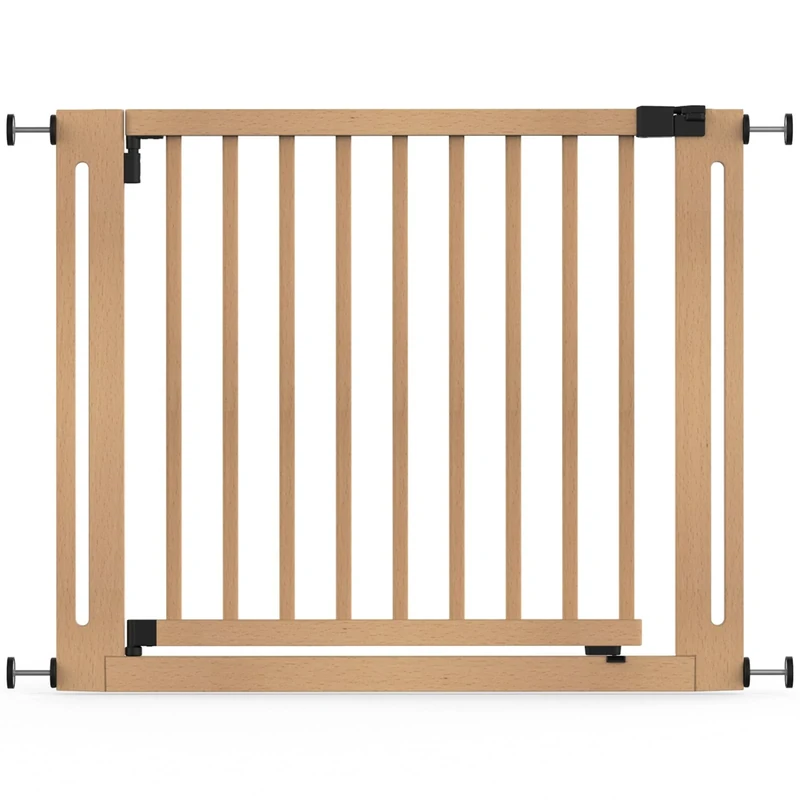Safetots Wooden Elegance Safety Gate, Natural, 95cm - 103cm, Pressure Fit, 73cm Extra Wide Doorway, One Piece Extra Wide Gate for Stairs, Hallways and Doors, Stylish Design Easy Installation