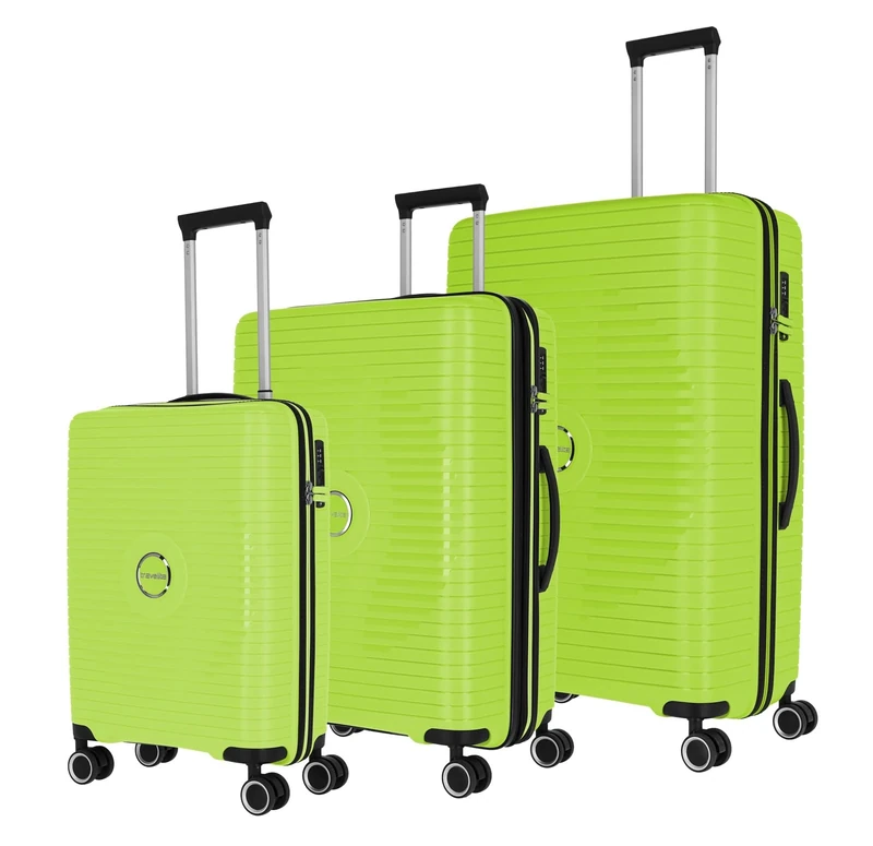 travelite hard shell suitcase set 3 pieces, 4 wheels, ORBITA, trolleys with shatterproof shell and interior dividers, TSA lock, suitcase sizes L/M/S