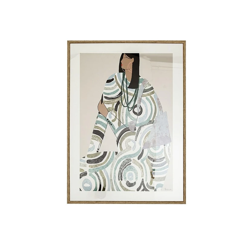 Romimex Picture PVC Paper Glass Lady 70 x 50 x 4 cm