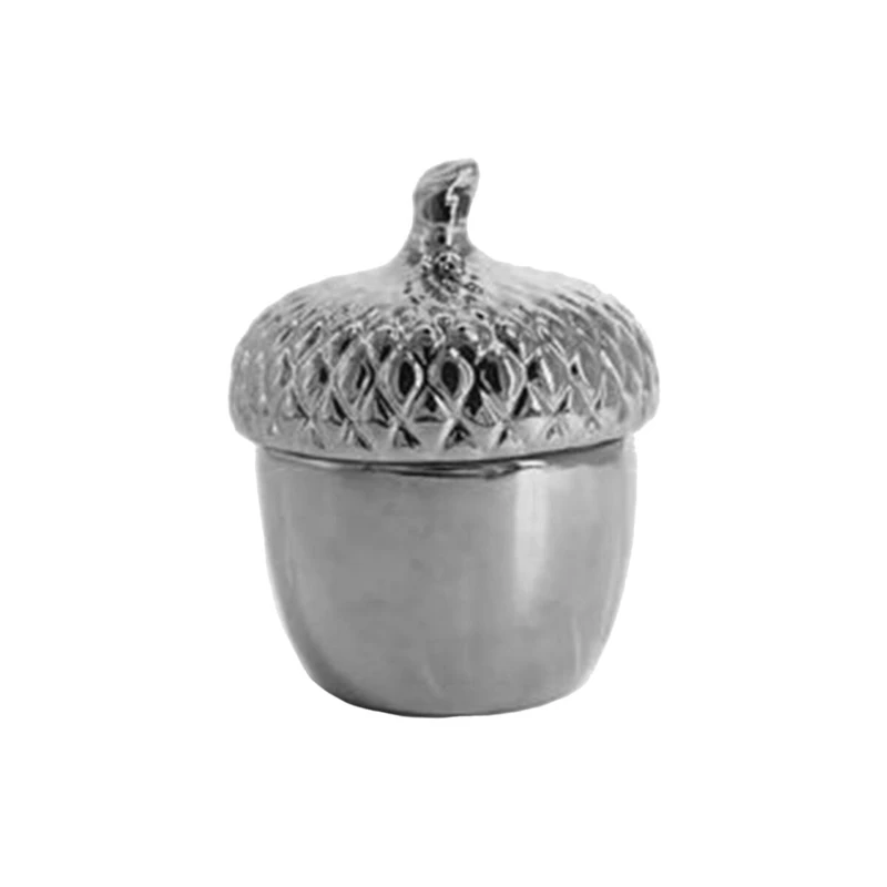 Romimex Decorative Box Silver Ceramic Acorn 11 x 17 x 11 cm - Image 1