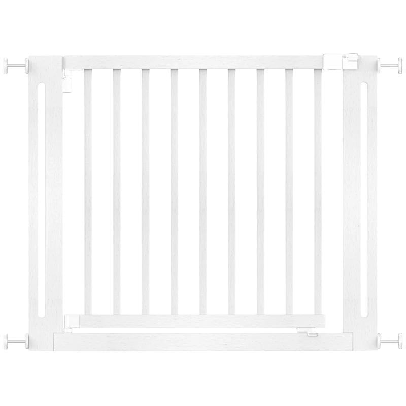 Safetots Wooden Elegance Pressure Fit Safety Gate, White, 95cm - 103cm, Extra Wide 73cm Doorway, One Piece Gate for Stairs, Hallways and Doors, Stylish Design Easy Installation