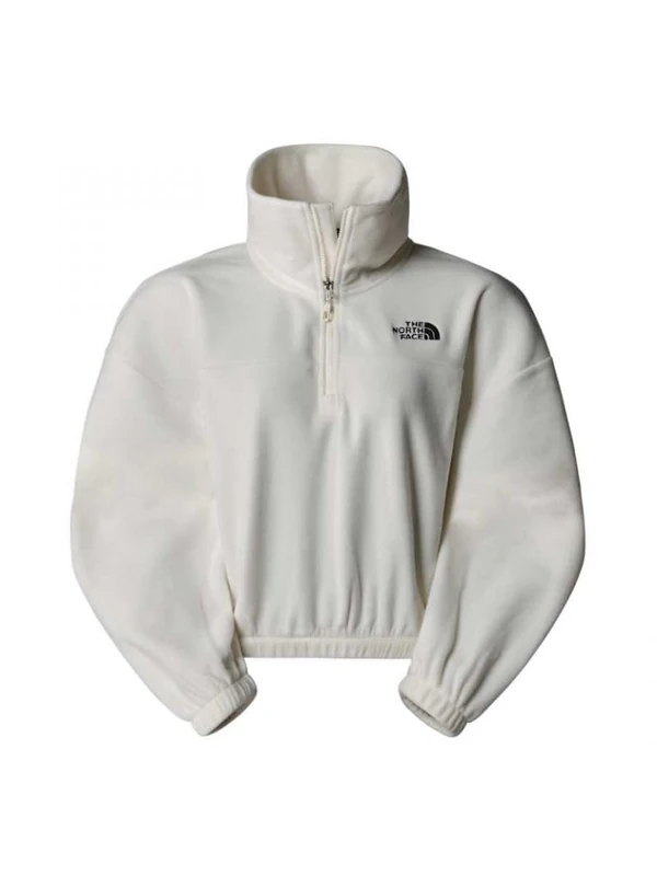The North Face Women's 100 Glacier Half Zip Fleece Sweatshirt, White Dune, XL