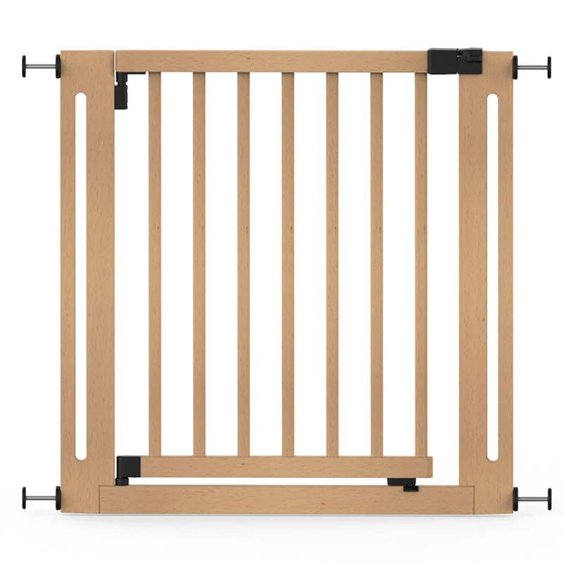 Safetots Wooden Elegance Safety Gate, Natural, 79cm - 87cm, Pressure Fit, 57cm Extra Wide Doorway, One Piece Extra Wide Gate for Stairs, Hallways and Doors, Stylish Design Easy Installation