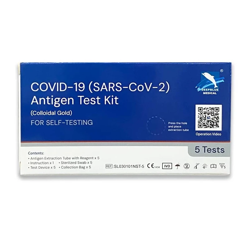 Palmzen Deepblue 5 Pack COVID-19 Rapid Test - 15 Min Results, CE