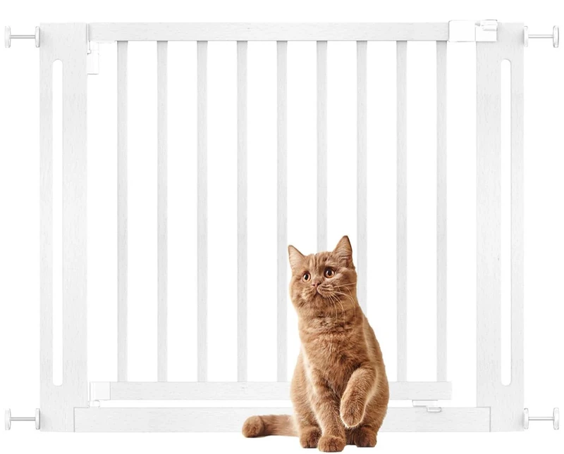 Bettacare Wooden Elegance Dog Gate, White, 95cm - 103cm, Pressure Fit Safety Gate, 73cm Extra Wide Doorway, One Piece Extra Wide Gate for Puppy, Dog and Pet, Stylish Design Easy Installation