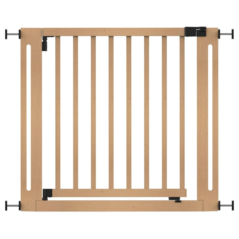 Safetots Wooden Elegance Safety Gate, Natural, 87cm - 95cm, Pressure Fit, 65cm Extra Wide Doorway, One Piece Extra Wide Gate for Stairs, Hallways and Doors, Stylish Design Easy Installation