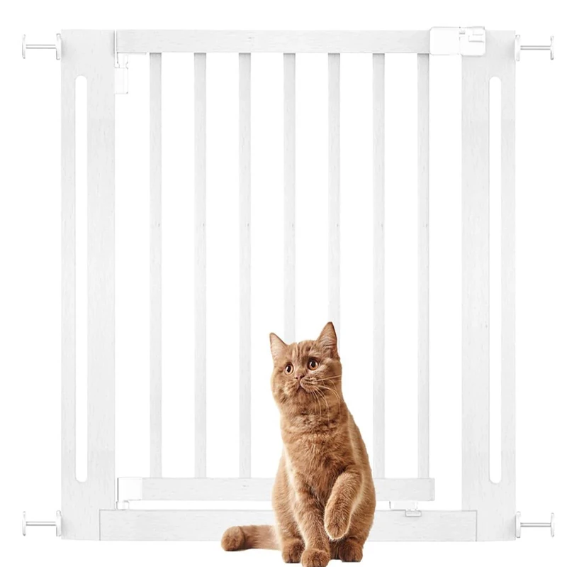 Bettacare Wooden Elegance Dog Gate, White, 79cm - 87cm, Pressure Fit Safety Gate, 57cm Extra Wide Doorway, One Piece Extra Wide Gate for Puppy, Dog and Pet, Stylish Design Easy Installation