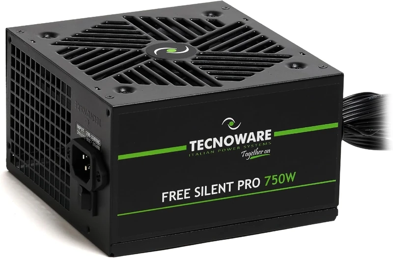 Tecnoware Power Systems Free Silent PRO 750 Power Supply for Advanced PCs with NVIDIA GeForce GTX - RTX Graphics Card, Silent Fan, PCI-E Connectors, CPU 4+4, SATA, Molex