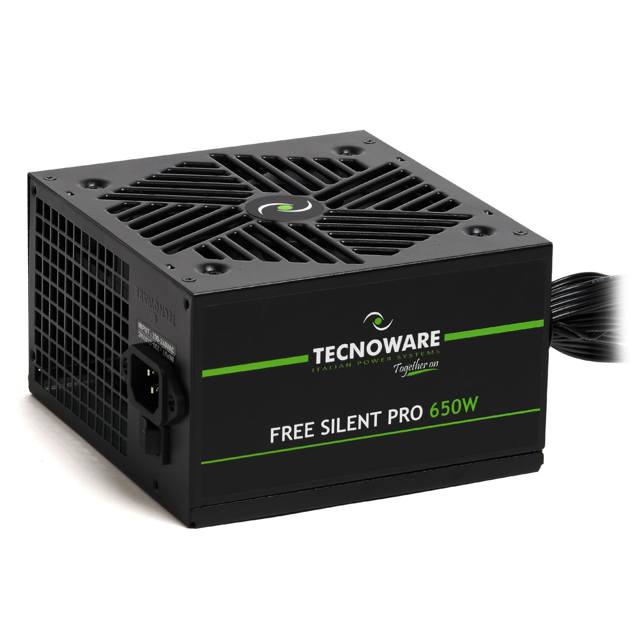 Tecnoware Free Silent PRO 650 Power Supply for Advanced PCs with NVIDIA GeForce GTX - RTX Graphics Card, Silent Fan, PCI-E Connectors, CPU 4+4, SATA, Molex