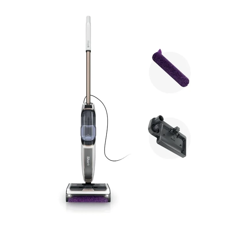 Shark SteamPickUp 3-in-1 Steam Mop for Hard Floors, Chemical Free, Cleans & Separates Wet & Dry Dirt, 420ml Content, Inc. Extra Brush Roll, Storage Station & Brush Roll Holder, White SD200EU