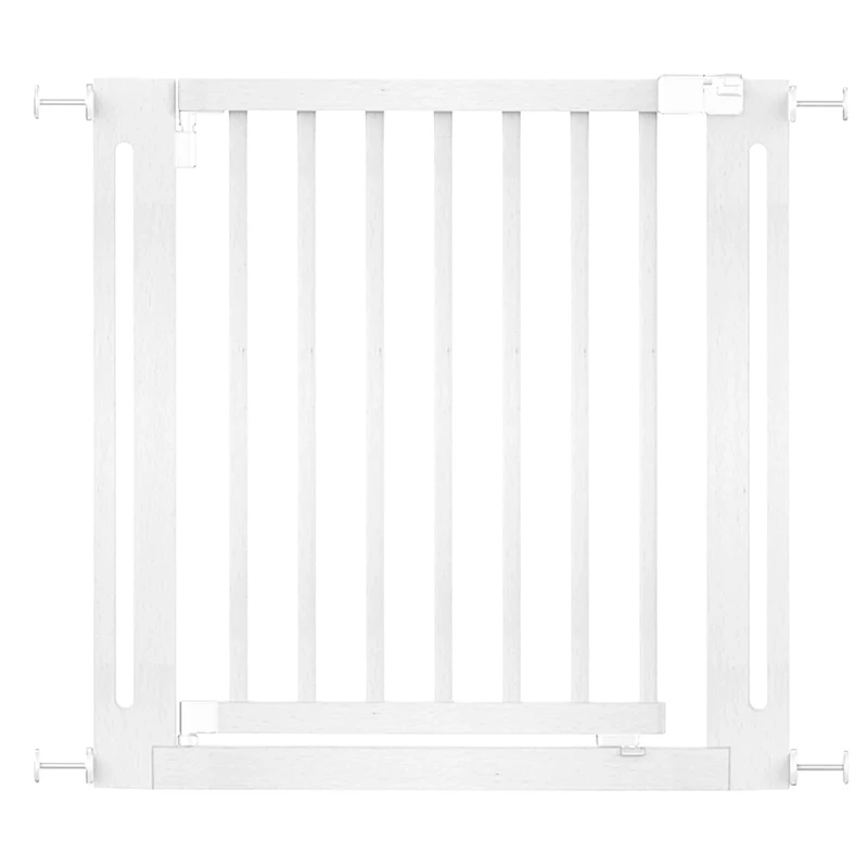 Safetots Wooden Elegance Gate, White, 79cm - 87cm, Pressure Fit Safety Gate, 57cm Extra Wide Doorway, One Piece Extra Wide Gate for Stairs, Hallways and Doors, Stylish Design Easy Installation