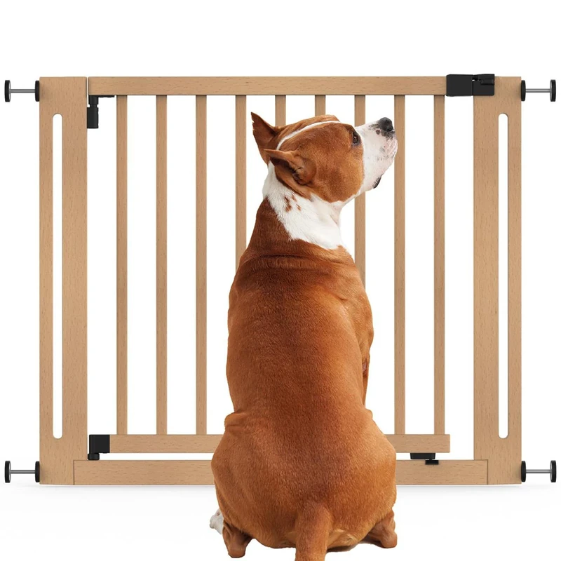 Bettacare Wooden Elegance Dog Gate, Natural, 95cm - 103cm, Pressure Fit Safety Gate, 73cm Extra Wide Doorway, One Piece Extra Wide Gate for Puppy, Dog and Pet, Stylish Design Easy Installation