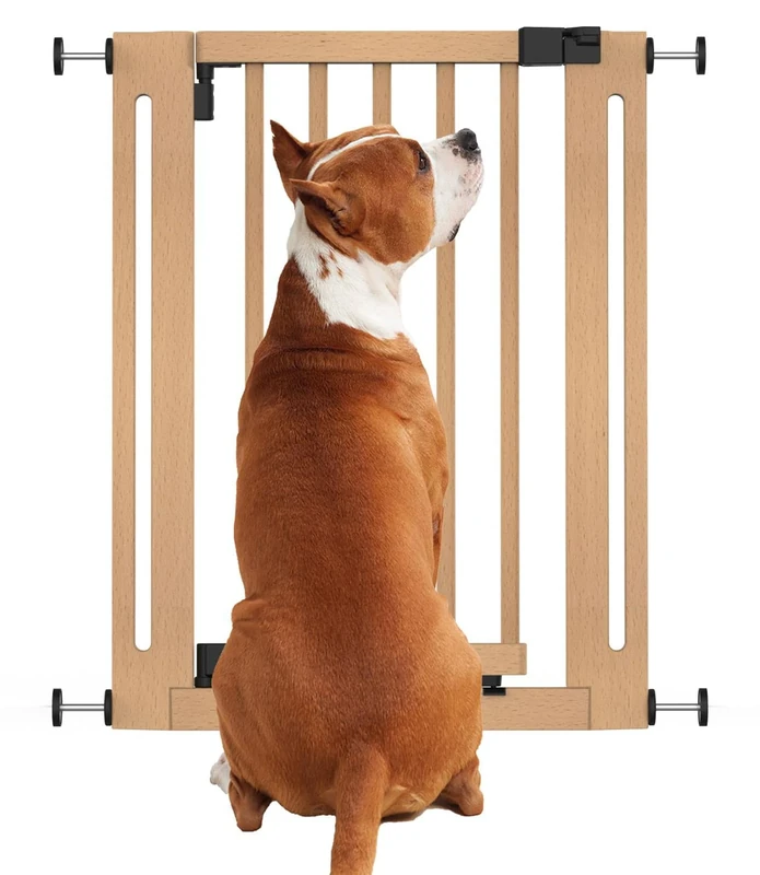 Bettacare Wooden Elegance Dog Gate, Natural, 63cm - 71cm, Pressure Fit Safety Gate, Safety Gate for Puppy, Dog and Pet, Stylish Design and Easy Installation