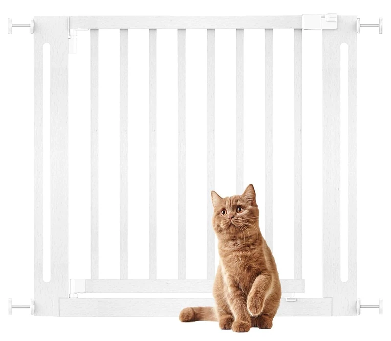 Bettacare Wooden Elegance Dog Gate, White, 87cm - 95cm, Pressure Fit Safety Gate, 65cm Extra Wide Doorway, One Piece Extra Wide Gate for Puppy, Dog and Pet, Stylish Design Easy Installation